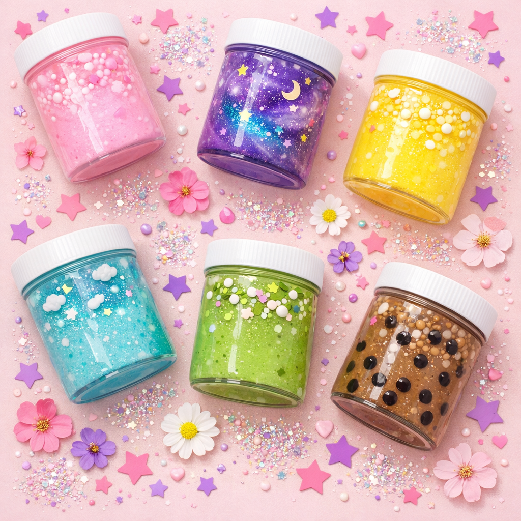Colorful kawaii slime products